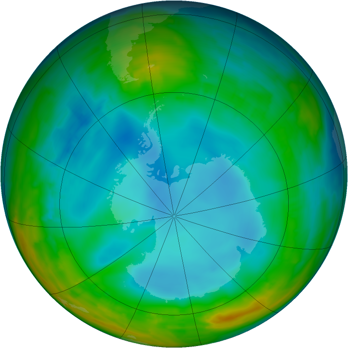 Antarctic ozone map for 24 July 2014
